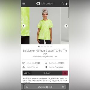 NWT Lululemon All Yours Cotton T-Shirt *Tie Dye